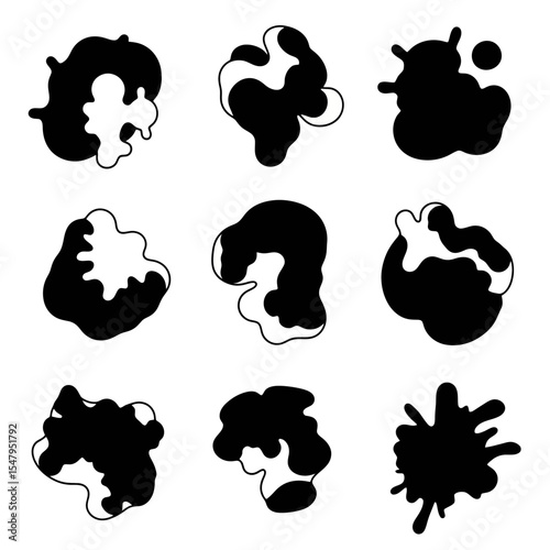 Black and white irregular shapes blots