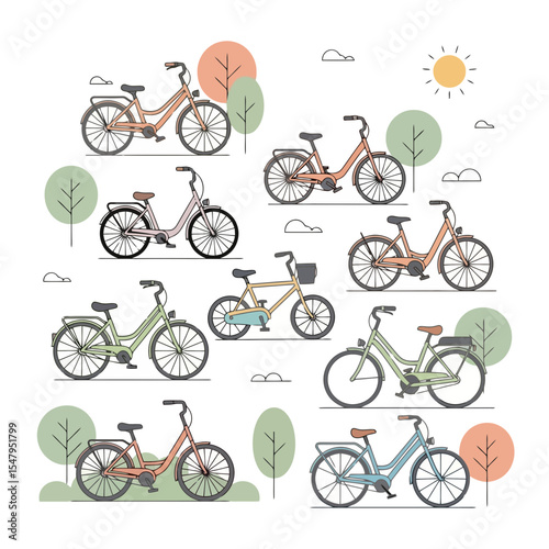 Bicycles in park outdoors nature vehicles