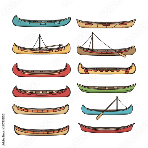 Canoe boats collection recreation travel