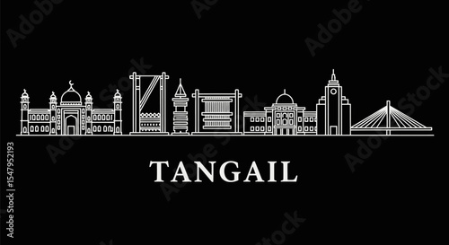 Tangail with Bangladesh City Skyline Illustration.