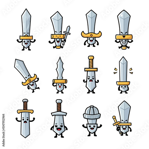 Cartoon swords game assets character concept