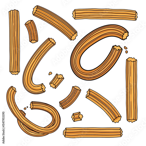 Churros fried dough pastry food snack assortment