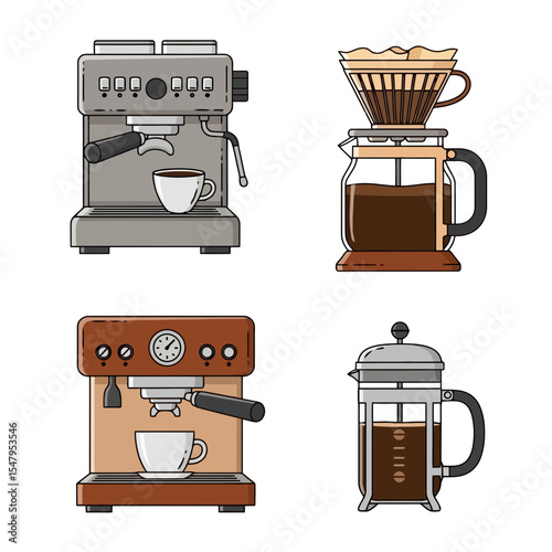 Coffee brewing methods espresso pour over press