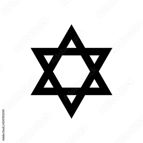 Vector icon with transparent background illustrating a six-pointed star with sharp corners sign