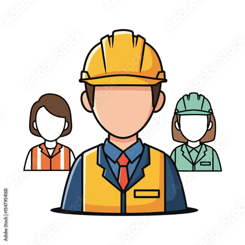 Construction team safety workers helmet uniform concept