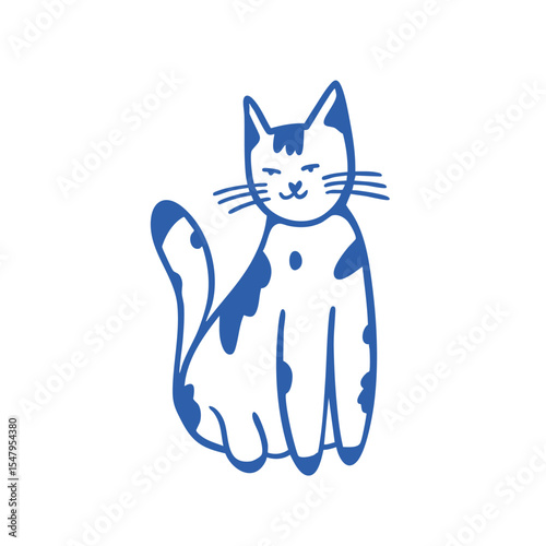 A Stylized Blue Cat Illustration Perfectly Suited for Various Creative Projects and Designs