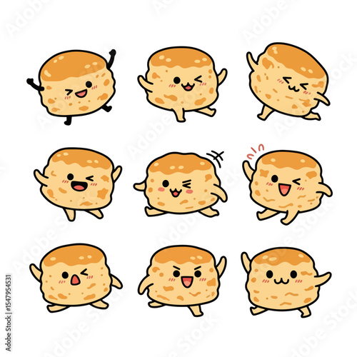 Cute biscuit characters food tasty sweet