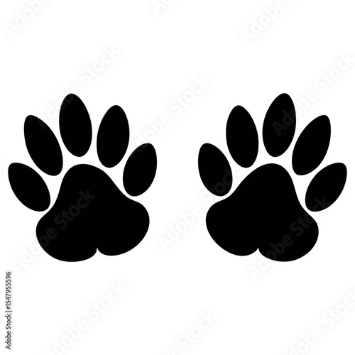  Cat paw both foot prints vector illustration.
