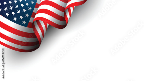 American flag waving, corner design, red, white, and blue, patriotic, nationalistic, independence day, memorial day, vector illustration, graphic design element,