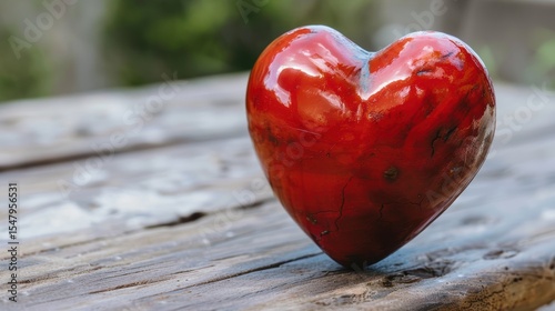 red heart on a wooden background