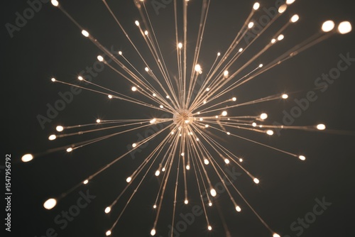 Warm White Fairy Lights Radial Burst Dark Background Gigapixel Image