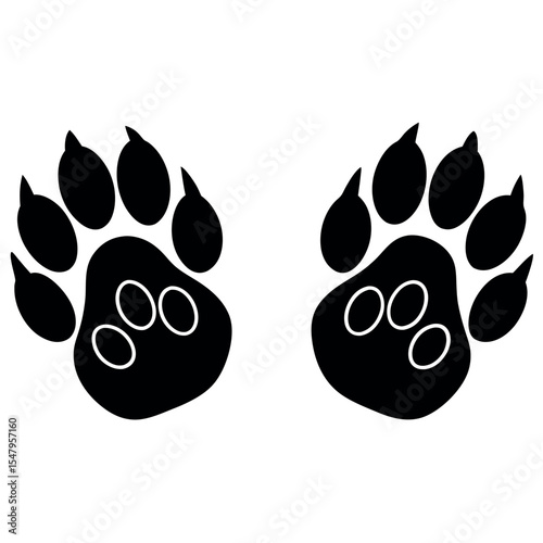  Cat paw both foot prints vector illustration.
