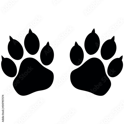  Cat paw both foot prints vector illustration.
