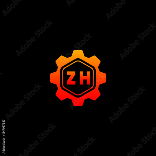 ZH Initials Tech Logo Vector Art  Icons  and Graphics