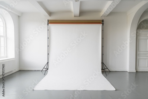 White Photography Backdrop in Bright Studio Room white backdrop