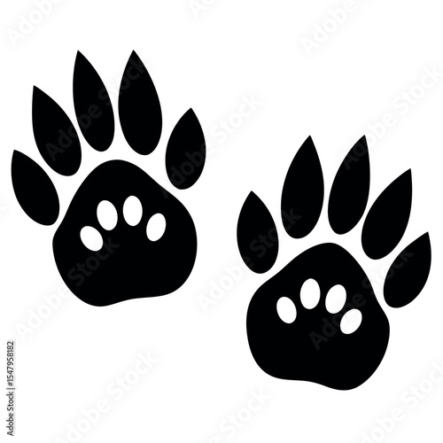  Cat paw both foot prints vector illustration.
