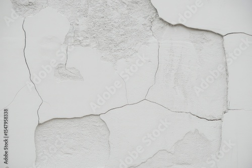 White Plaster Wall Texture with Cracks and Flaking Paint