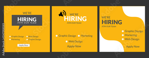We are hiring job vacancy social media post banner design template with red color. We are hiring job vacancy square web banner design. Employee vacancy announcement. Illustration  We are hiring job va
