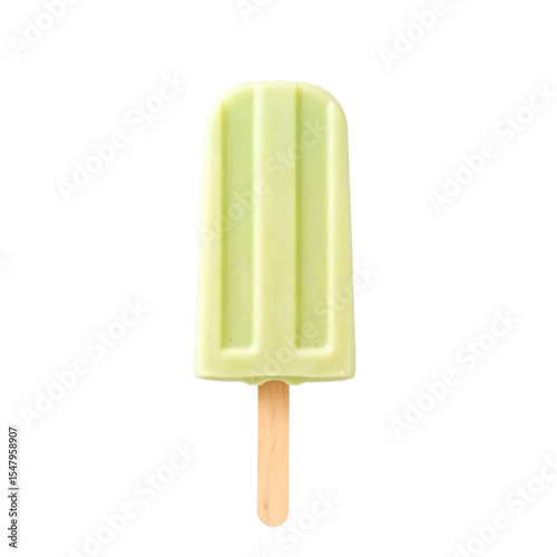 Pistachio ice cream popsicle isolated on transparent background