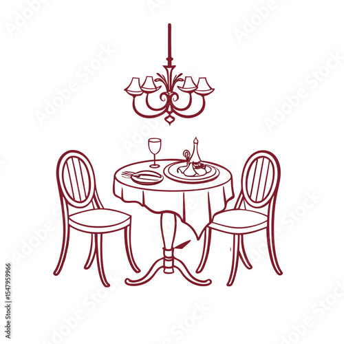 Dining Room Vector Icon Isolated on White Background