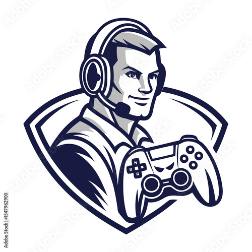 Gamer with Headset and Controller