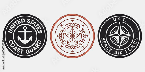United states military branch seals coast guard space force emblem badges