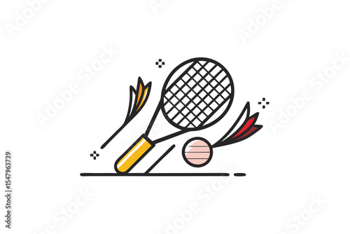 Badminton Racket and Shuttlecock Illustration