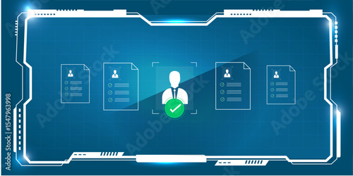 Modern Employment Technology Concept with Augmented Reality HR Tools and Futuristic Interface Display