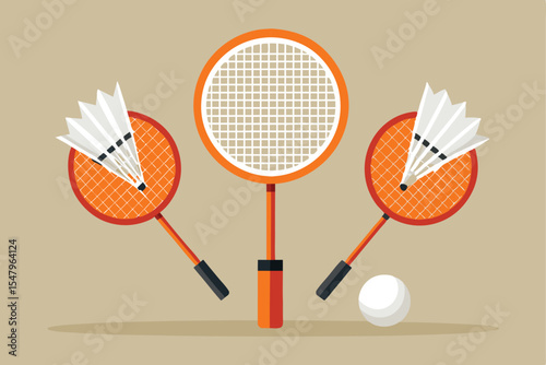 Three Rackets Illustration for Badminton Squash or Tennis Sport