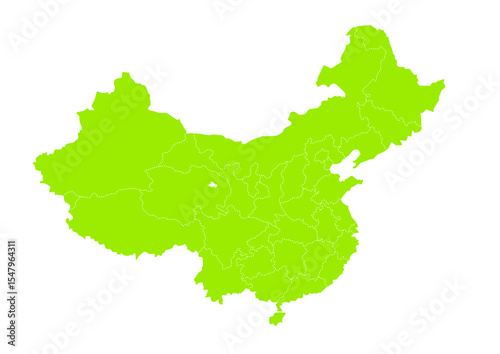 世界地図より、中国の行政区分地図　（Map of China.）

