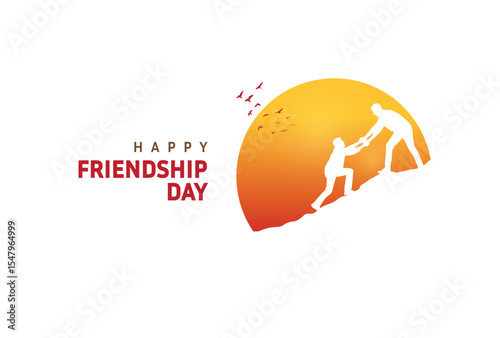 Happy Friendship Day concept vector illustration. Greeting card, back view of the friends' group. Abstract vector illustration.