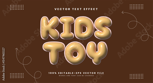 Kids Toy cute style 3d inflated editable text effect template