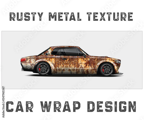 Rusty Metal Texture Car Wrap Design sports car