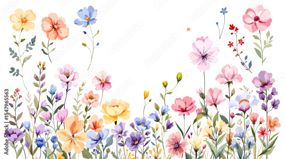 custom made wallpaper toronto digitalbouquet of flowers, Set of watercolor wild flowers, set of flowers clipart