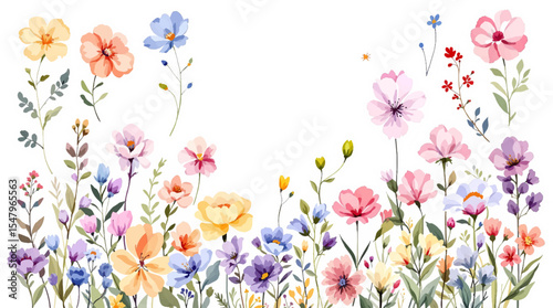 Wallpaper Mural bouquet of flowers, Set of watercolor wild flowers, set of flowers clipart Torontodigital.ca