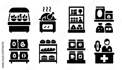 Vape and smoking solid icon set: no smoking, devices, cartridges, and clouds
