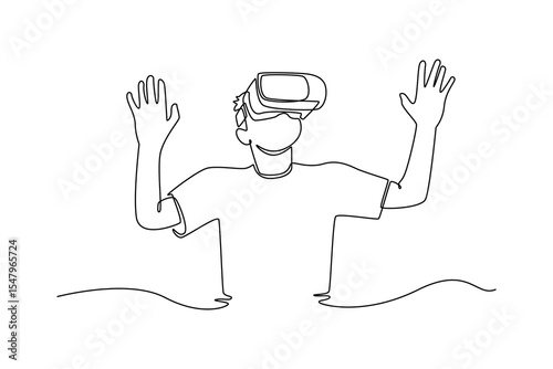 Using gadget concept. Single line draw design. Vector graphic illustration