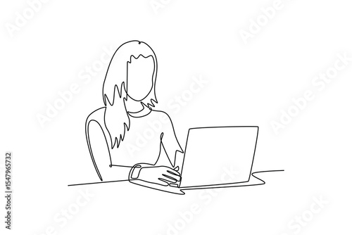 Using gadget concept. Single line draw design. Vector graphic illustration