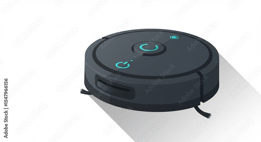 Fototapeta premium Pixel Art Robotic Vacuum Cleaner on White Background