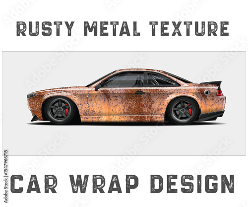 Rusty Metal Texture Car Wrap Design sports car