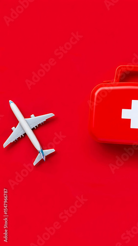 Emergency Medical Kit and Airplane: Symbol of Travel Safety and Preparedness