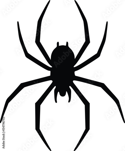 Black Spider Icon Creepy Crawly Insect and Halloween Symbol Silhouette