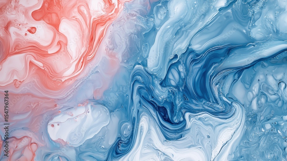 Obraz premium Pastel marble texture creating a soothing abstract background with swirls of red, blue, and white, perfect for design and artistic projects