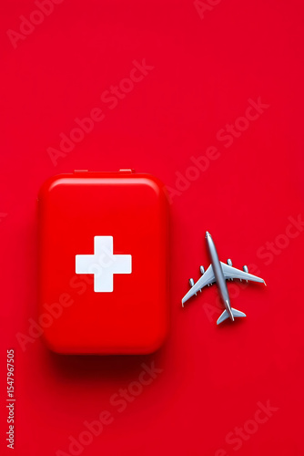 Emergency Medical Kit and Airplane: Symbol of Travel Safety and Preparedness