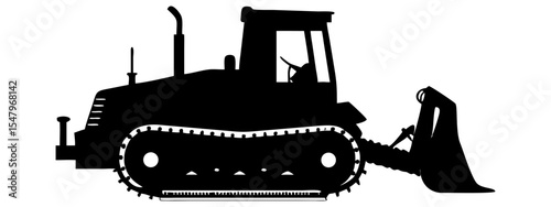 A bulldozer full black silhouette vector illustration design