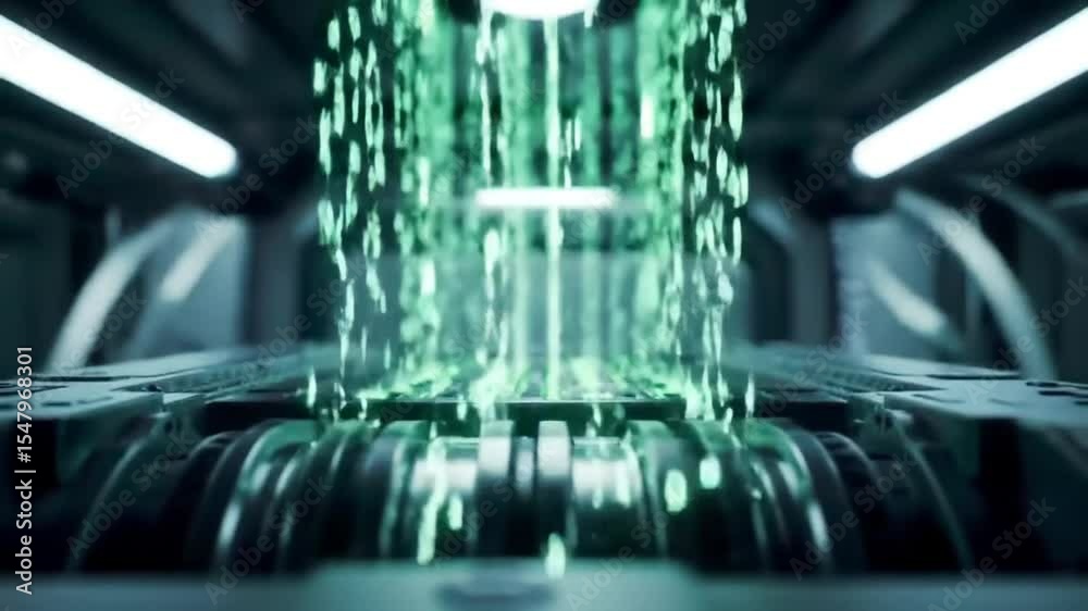 Futuristic cryptocurrency vault featuring a pulsing proof-of-work engine core