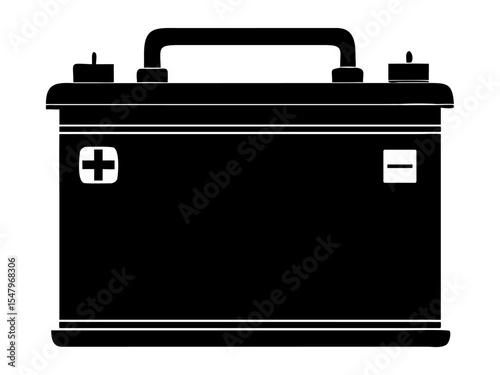 A car battery full black silhouette vector illustration design
