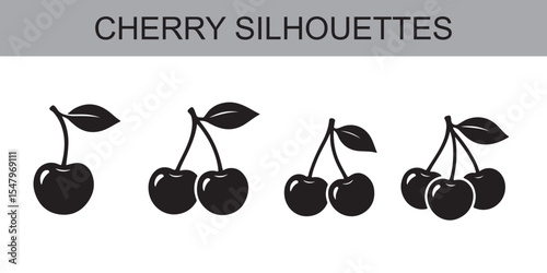 Cherry fruit icon, Cherry silhouette vector
