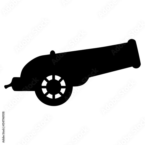 A old cannon full black silhouette vector illustration design