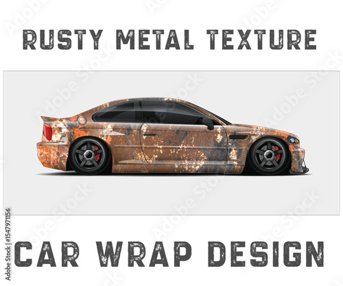 Rusty Metal Texture Car Wrap Design Sport car